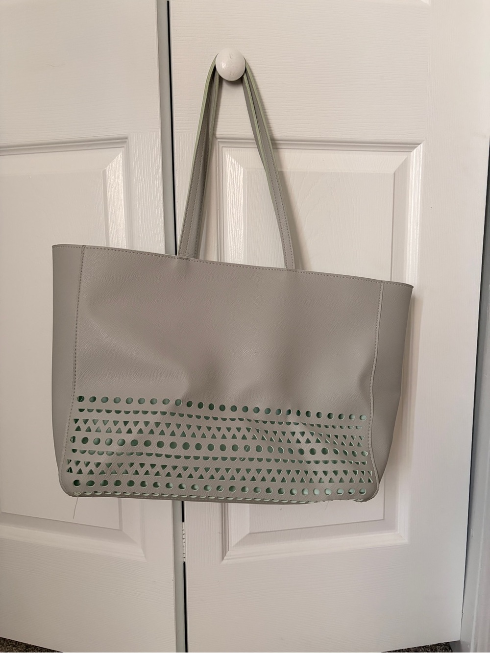 Light Gray Laser-Cut Tote Bag